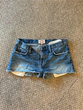 Current/Elliott Blue Distressed Denim Cutoff Shorts